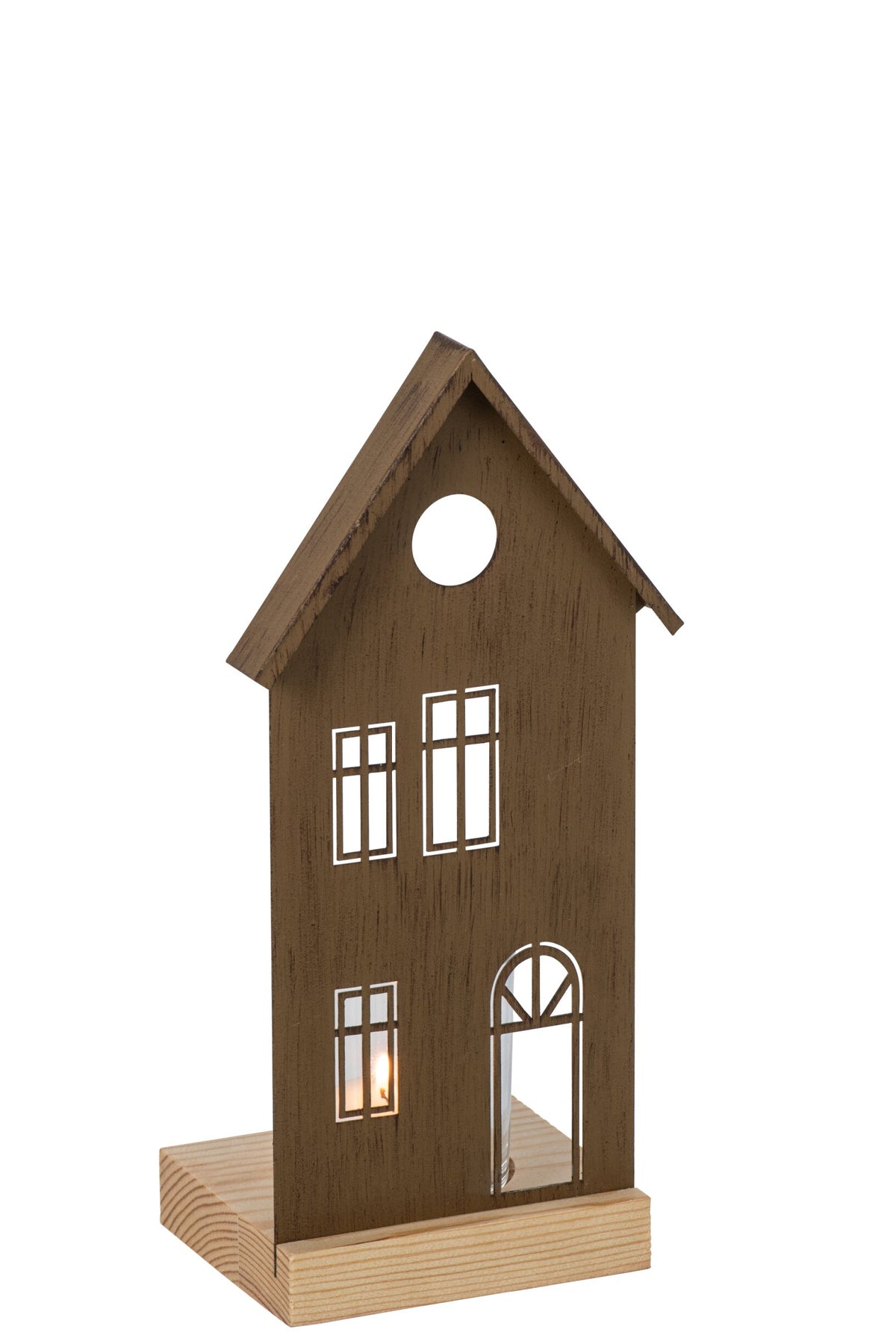 Theelichthouder Huis Ijzer Bruin Large