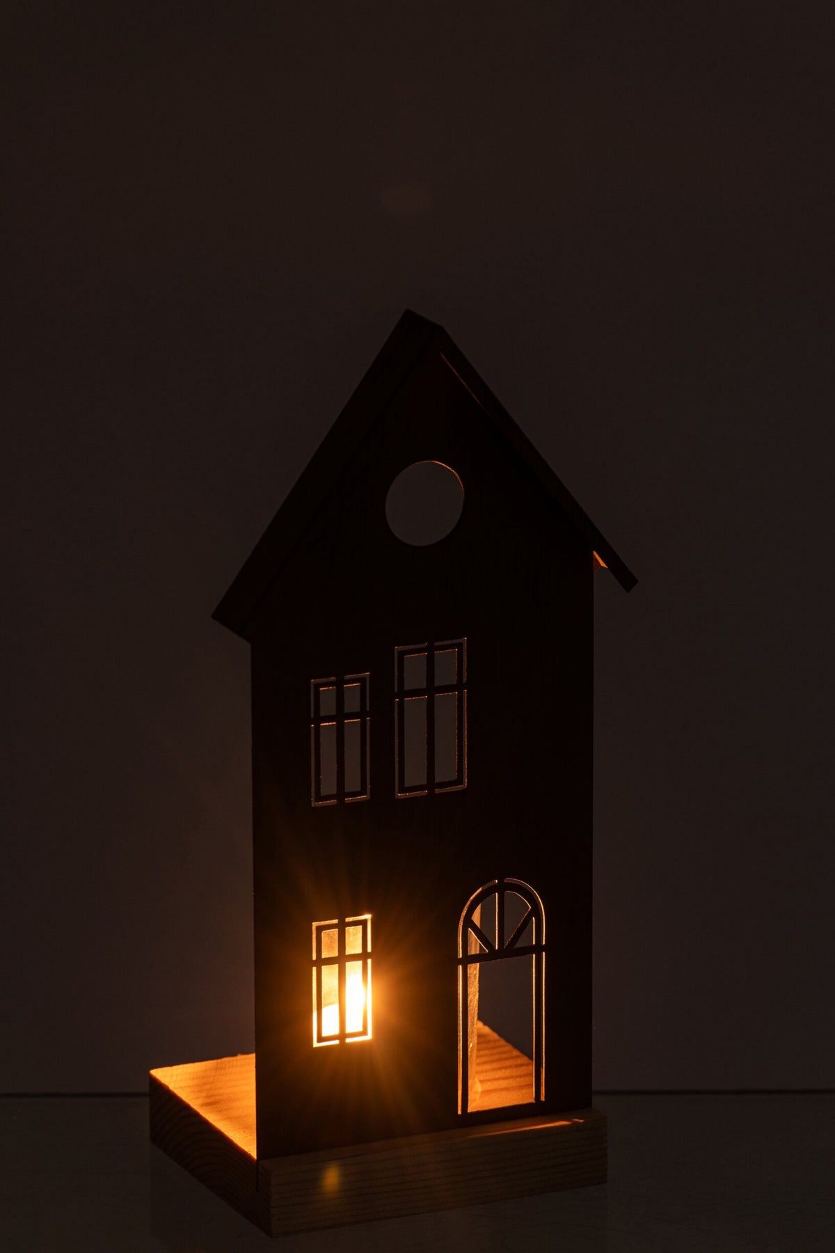 Theelichthouder Huis Ijzer Bruin Large