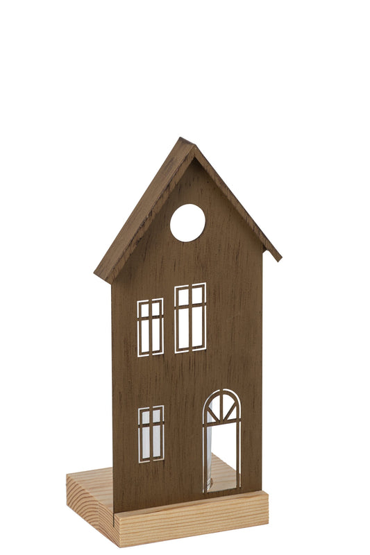 Theelichthouder Huis Ijzer Bruin Large
