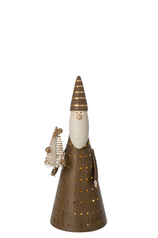 Santa Claus LED Iron Brown/White Small