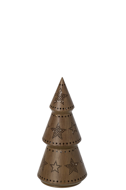 Tree LED With Stars Iron Brown Small