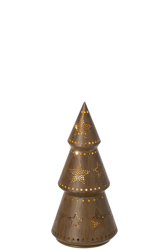 Tree LED With Stars Iron Brown Small