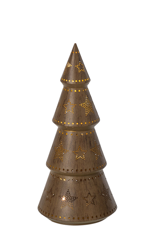 Tree LED With Stars Iron Brown Large