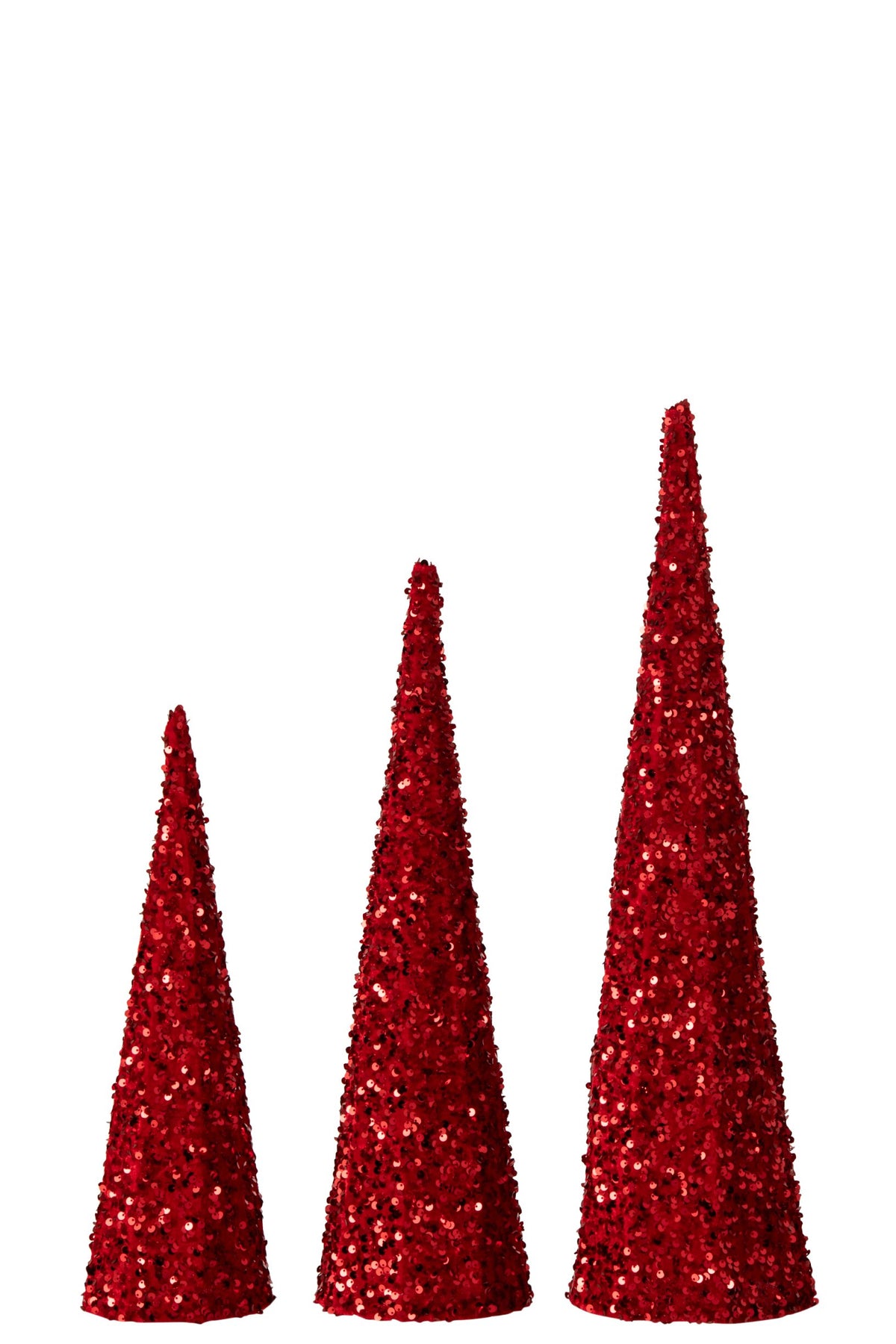Set Of 3 Cone Sequin Iron Christmas Red
