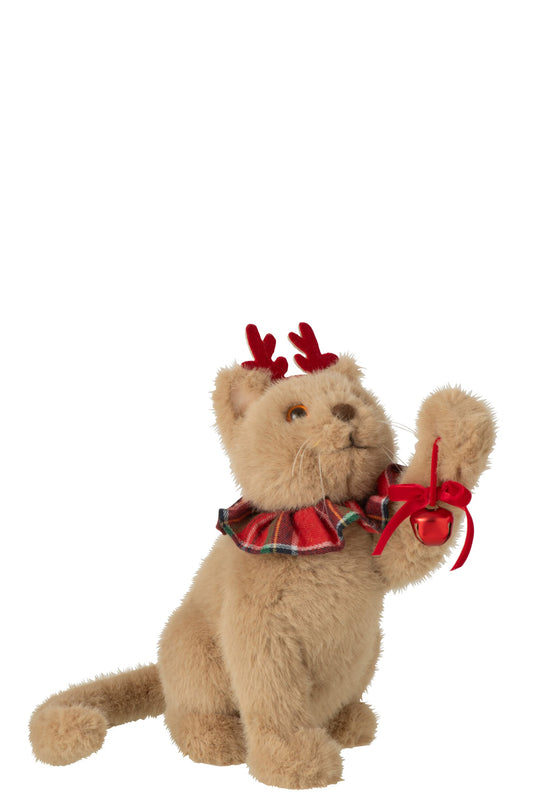 Cat + Headband Fabric Beige/Christmas Red