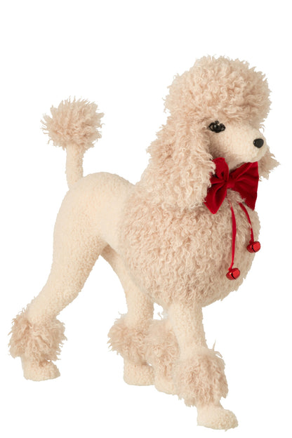 Dog Poodle Fabric Beige/Christmas Red