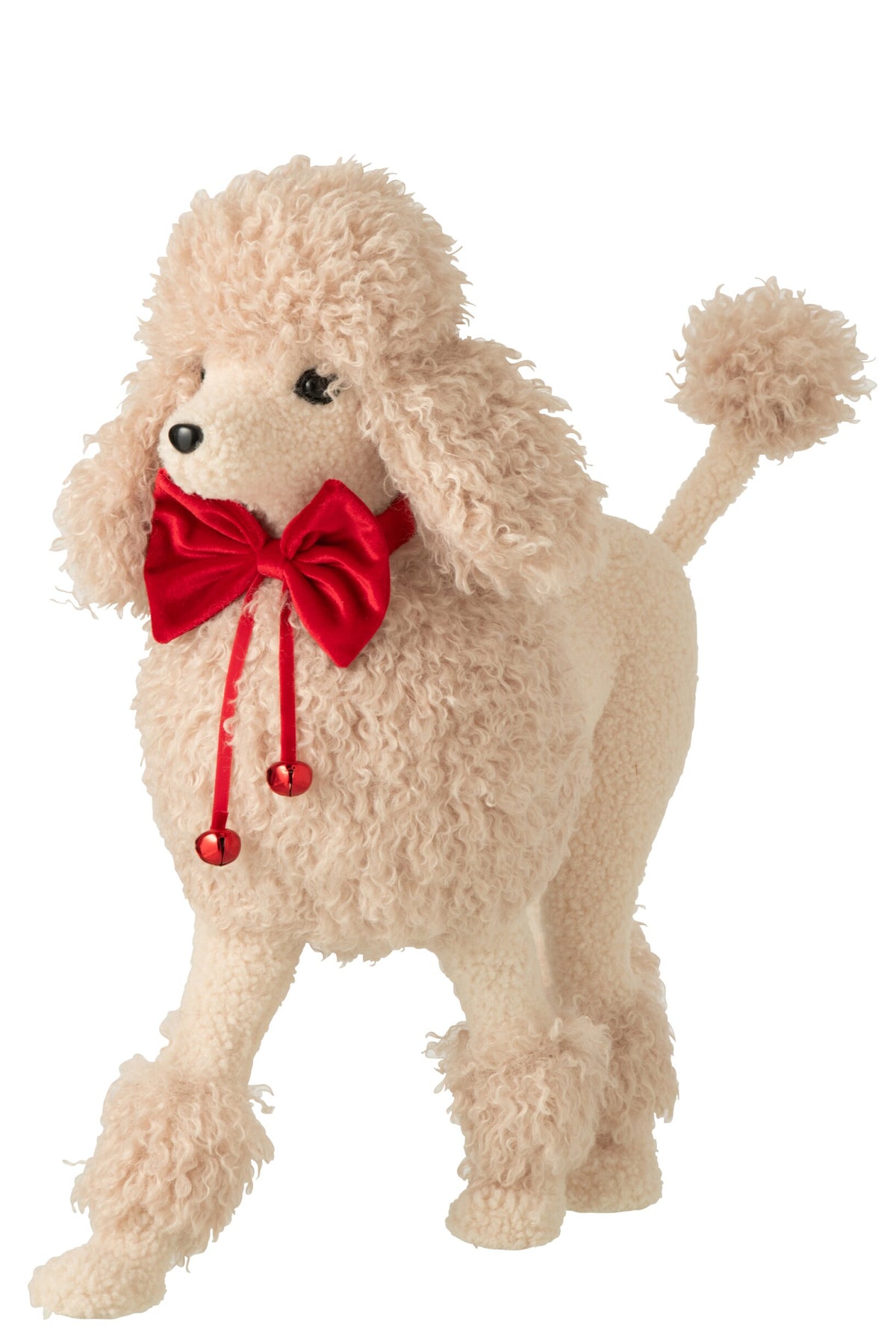 Dog Poodle Fabric Beige/Christmas Red