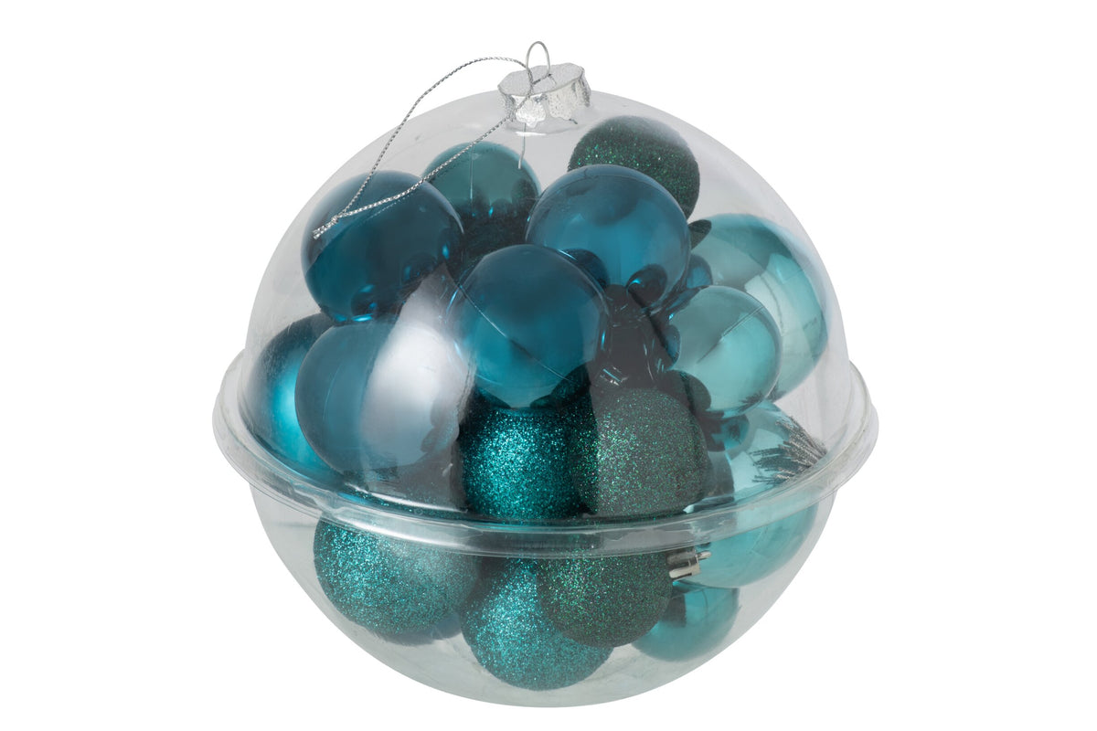 Box Of 24 Christmas Bauble Ps Blue/Dark Green