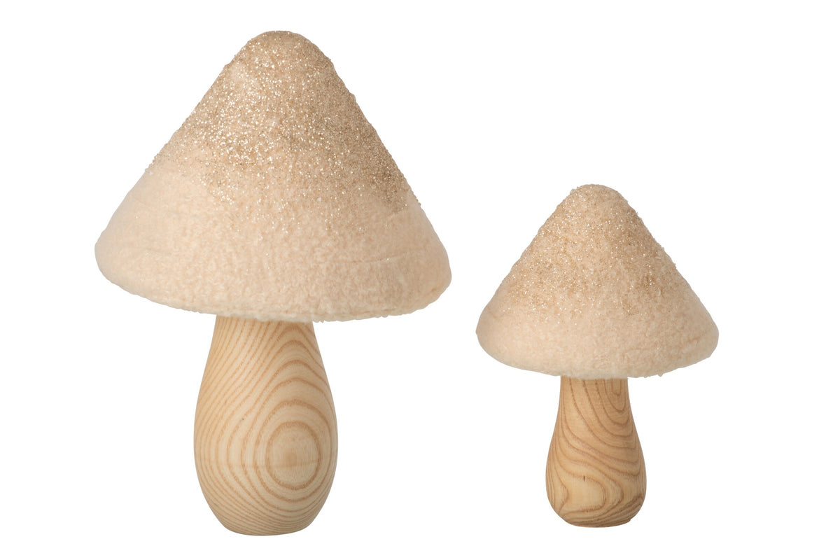 Set Of 2 Mushroom Wood Natural/Light Beige
