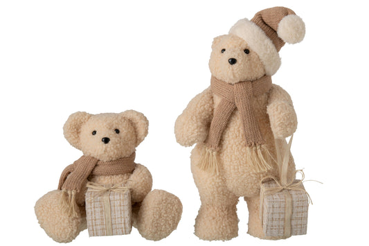 Bear With Gift Fabric Beige Small Assortment Of 2