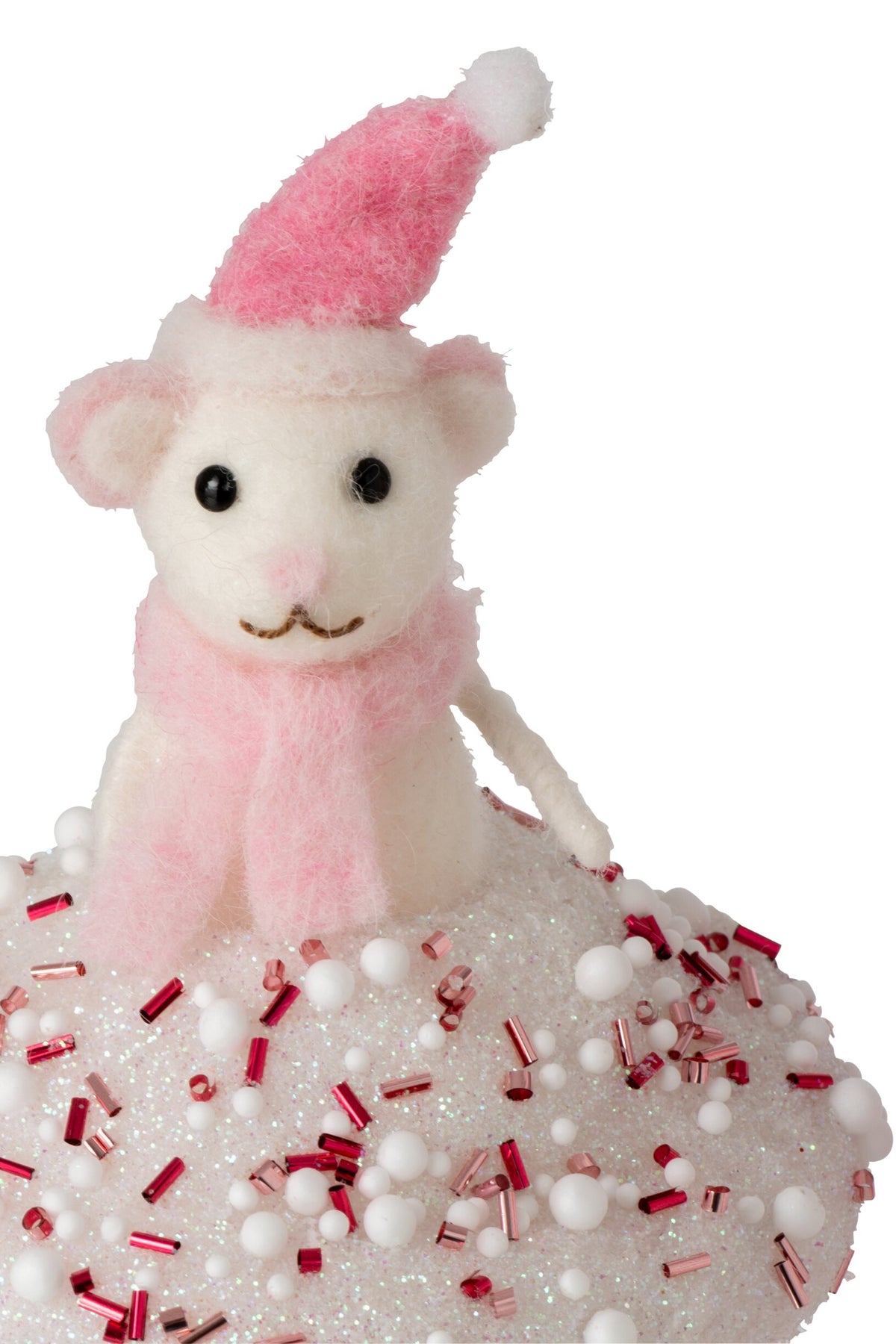 Cake Mouse + Santa Wool Pink/White Assortment Of 3