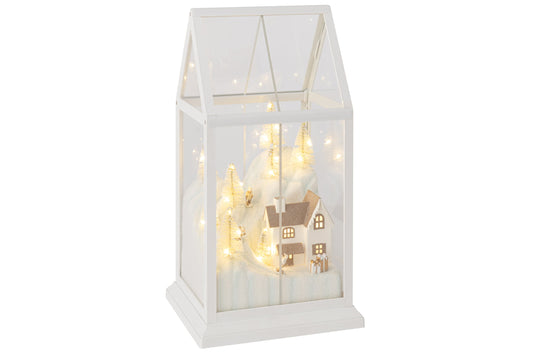 Christmas Village LED Glass/Synthetic White/Gold Small