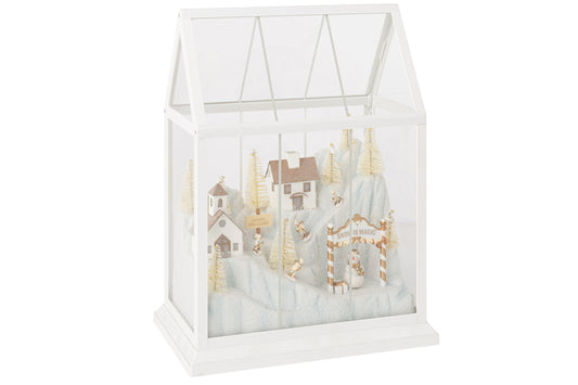 Christmas Village LED Glass/Synthetic White/Gold Medium
