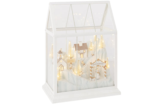 Christmas Village LED Glass/Synthetic White/Gold Medium