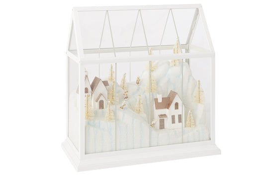 Christmas Village LED Glass/Synthetic White/Gold Large