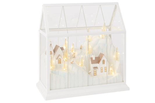 Christmas Village LED Glass/Synthetic White/Gold Large