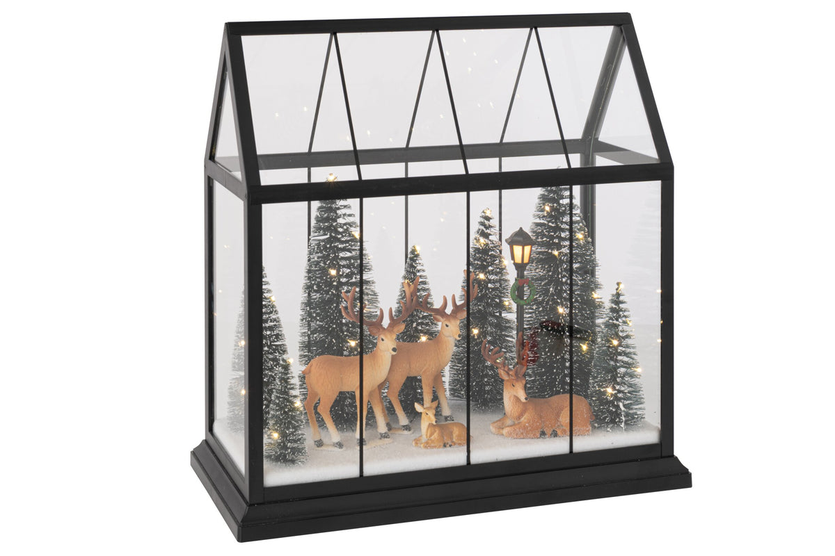 Reindeer LED + Trees Glass/Synthetic Multi Large