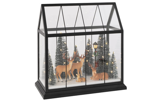 Reindeer LED + Trees Glass/Synthetic Multi Large