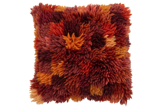Cushion Checkered Wool Burgundy/Orange