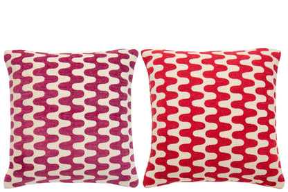 Cushion Waves Cotton Burgundy/Purple Assortment Of 2