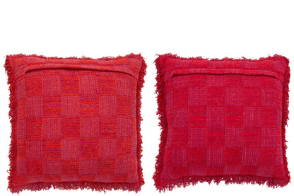Cushion Ribbed Cotton Fuchsia Assortment Of 2