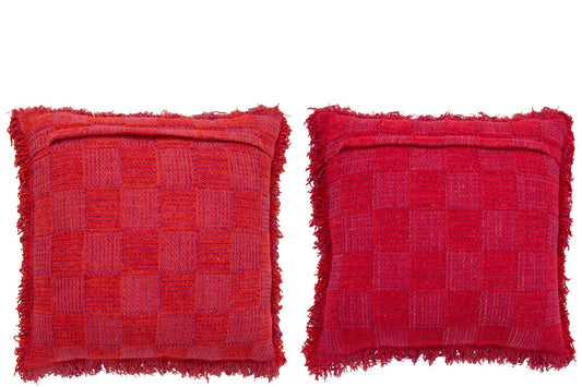 Cushion Ribbed Cotton Fuchsia Assortment Of 2