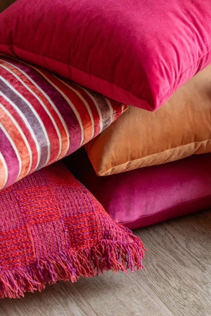 Cushion Ribbed Cotton Fuchsia Assortment Of 2