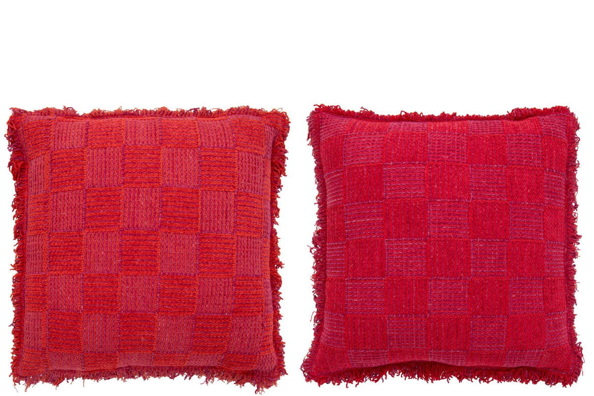 Cushion Ribbed Cotton Fuchsia Assortment Of 2