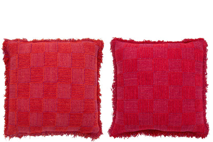 Cushion Ribbed Cotton Fuchsia Assortment Of 2