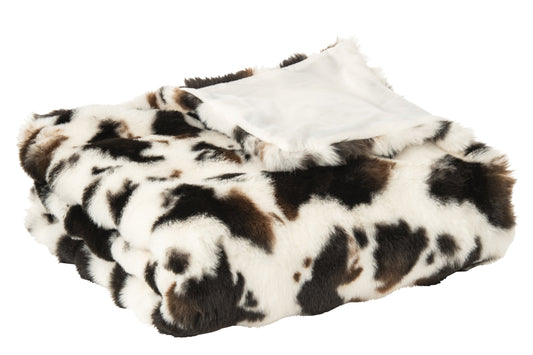 Blanket Cow Pattern Polyester White/Dark Brown