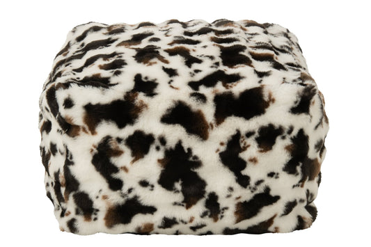 Pouffe Cow Pattern Polyester White/Dark Brown