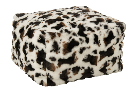 Pouffe Cow Pattern Polyester White/Dark Brown