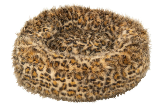 Cat Basket Leopard Pattern Polyester Rust Brown/Beige