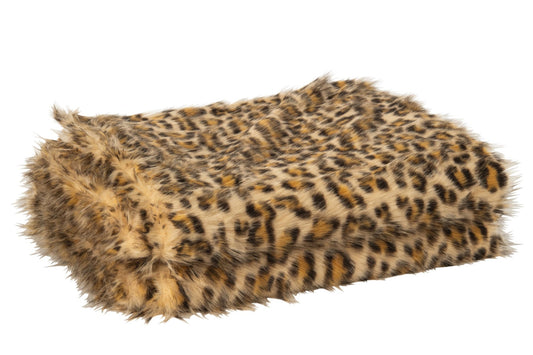Blanket Leopard Pattern Polyester Rust Brown/Beige