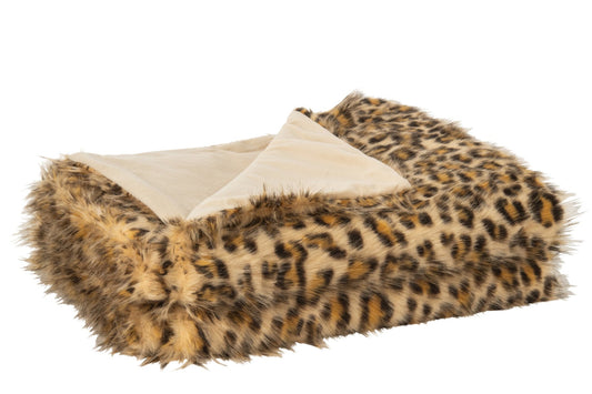 Blanket Leopard Pattern Polyester Rust Brown/Beige