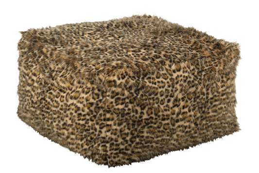 Pouffe Leopard Pattern Polyester Rust Brown/Beige