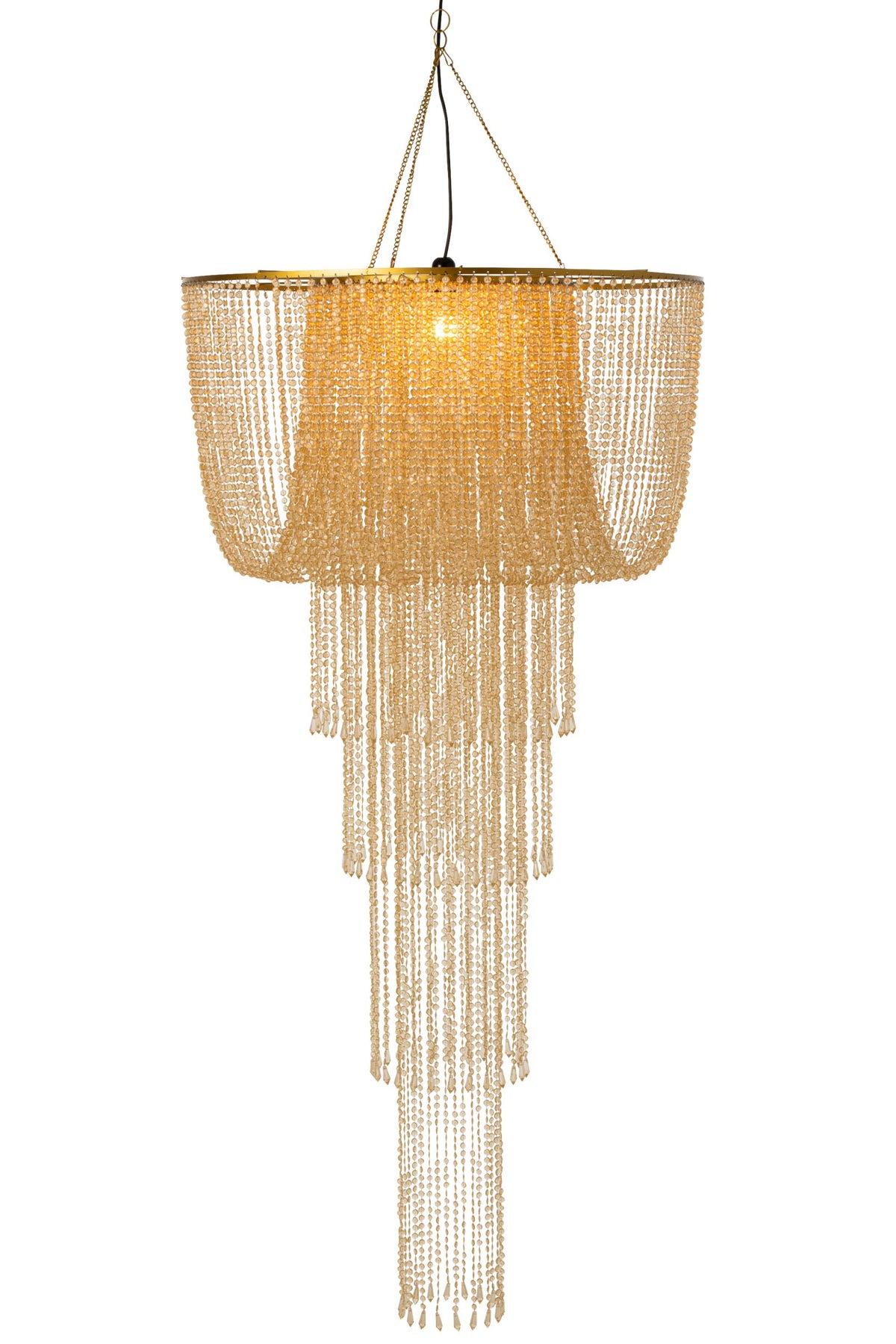 Large gold beaded chandelier lampshade