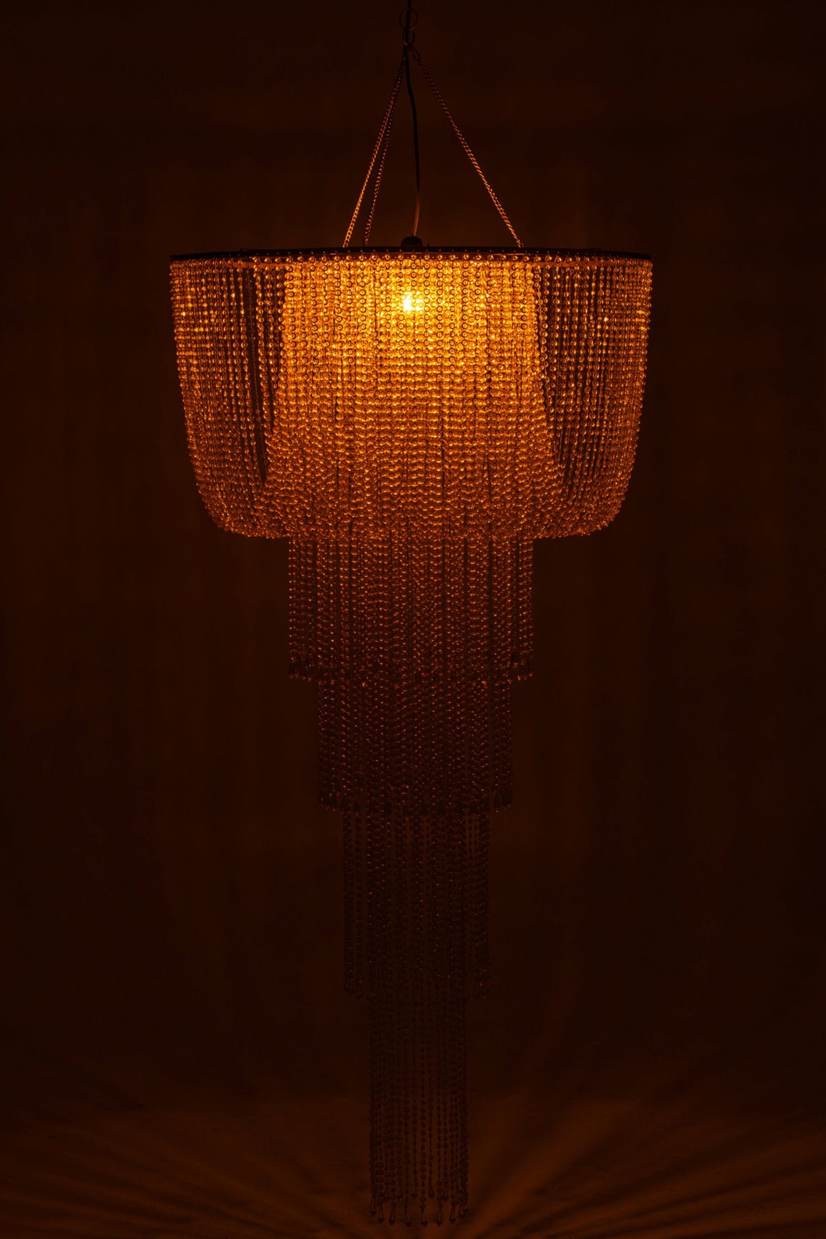 Large gold beaded chandelier lampshade
