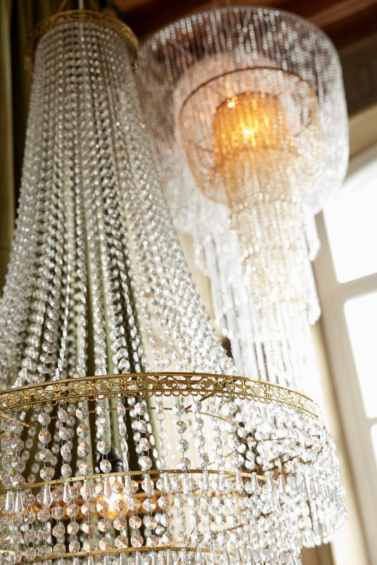 Chandelier lampshade acrylic transparent/gold large