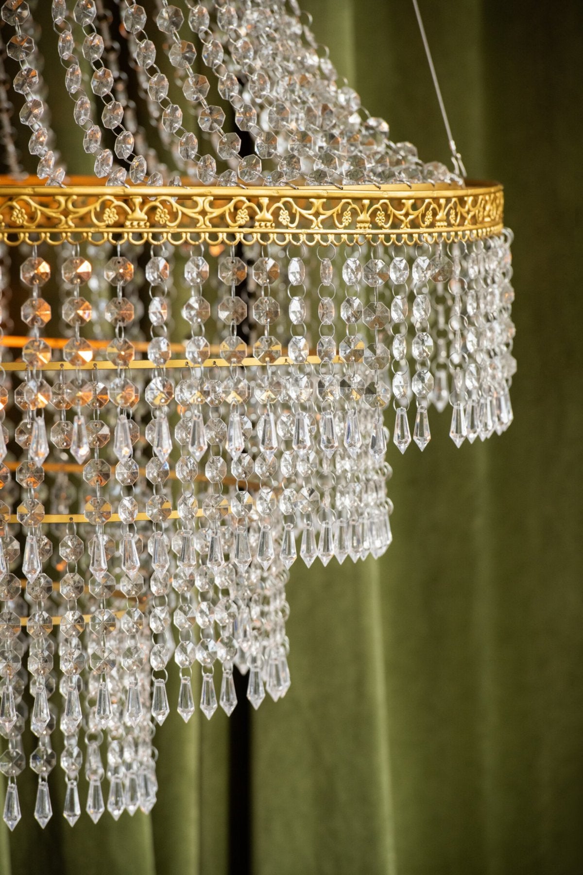 Chandelier lampshade acrylic transparent/gold large