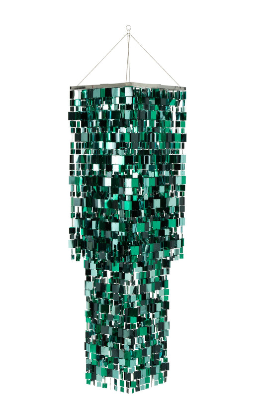 Lampenkap pailletten vierkant PET blauw/groen