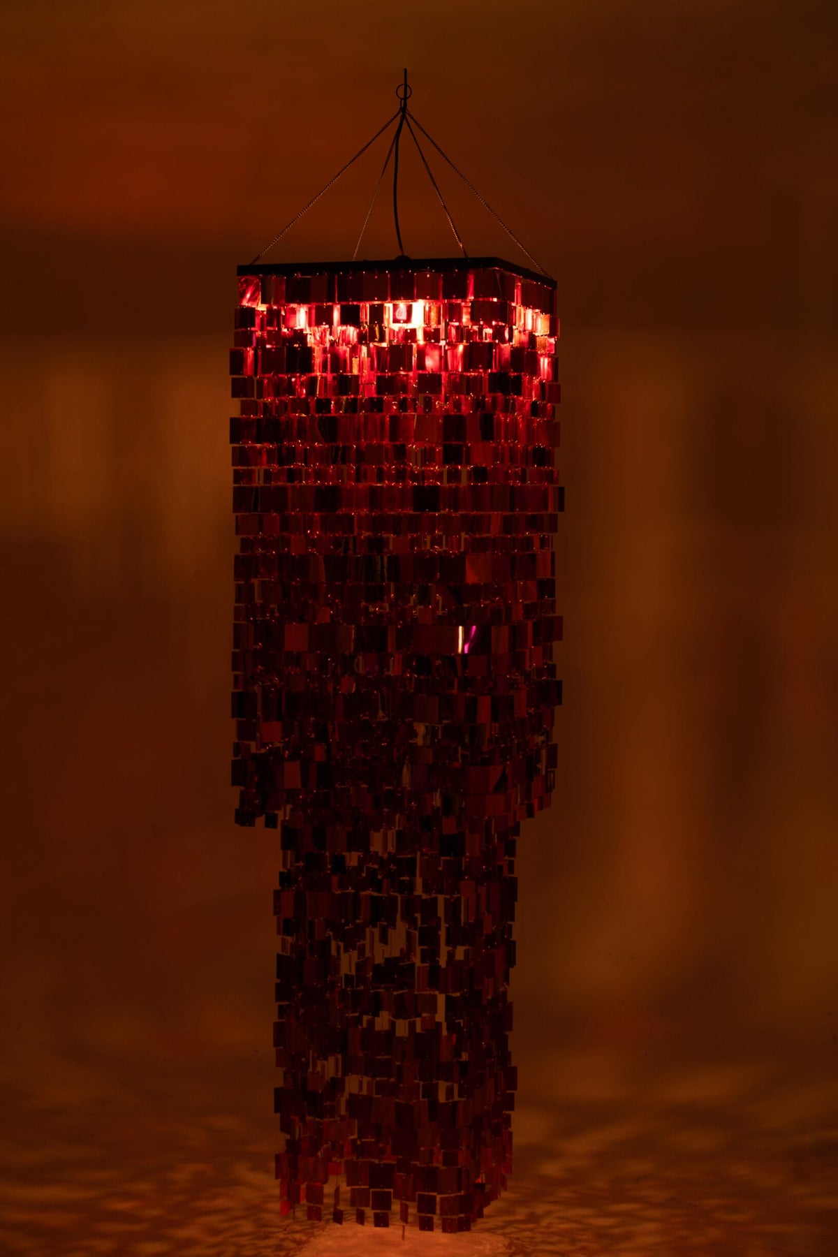 Lampshade sequins square PET pink/orange