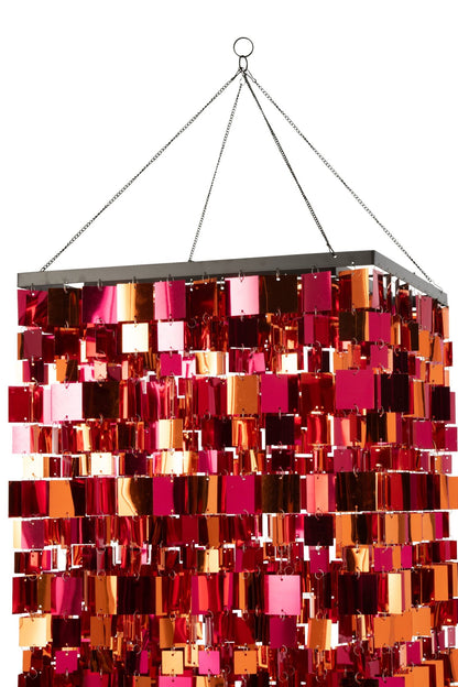 Lampshade sequins square PET pink/orange
