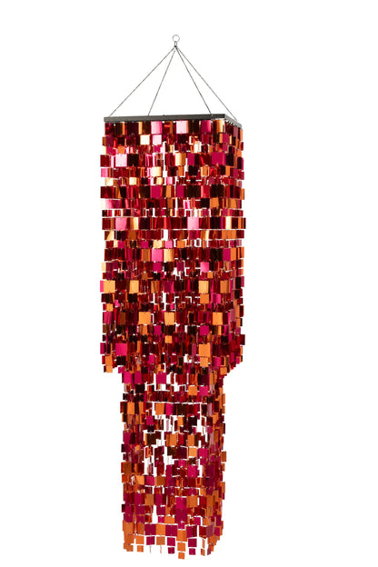Lampshade sequins square PET pink/orange