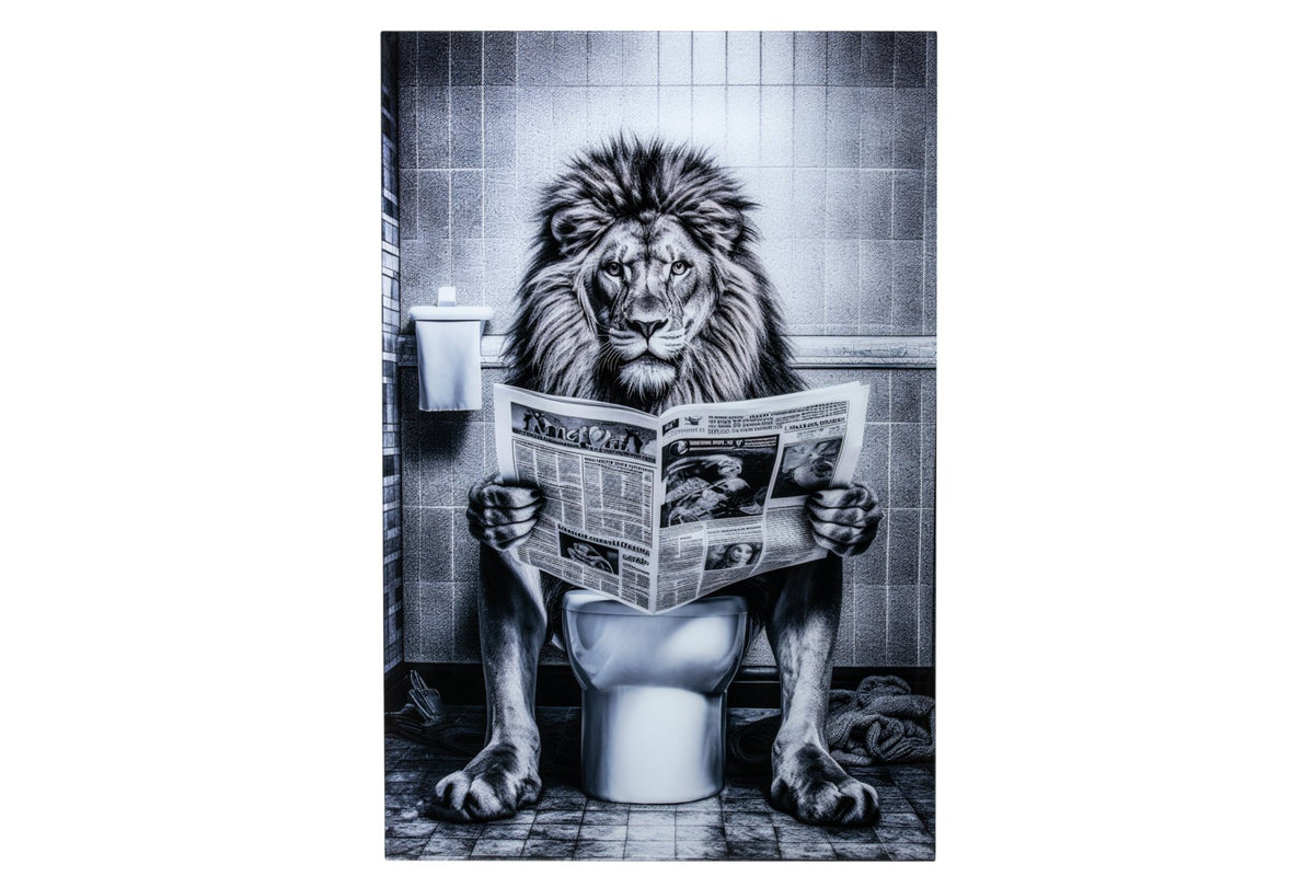Wall Decoration Lion Glass Black/White