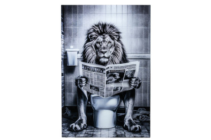 Wall Decoration Lion Glass Black/White
