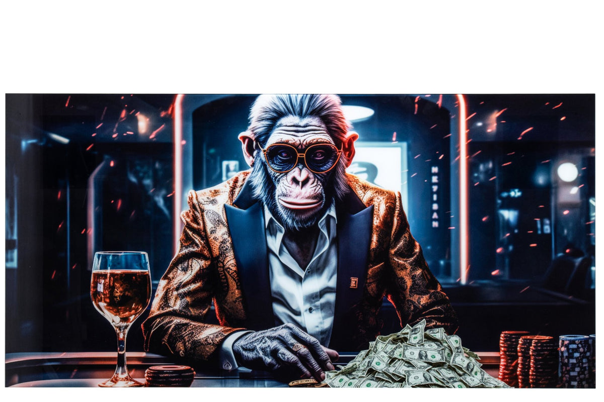 Wall Decoration Monkey + Money Glass Multi