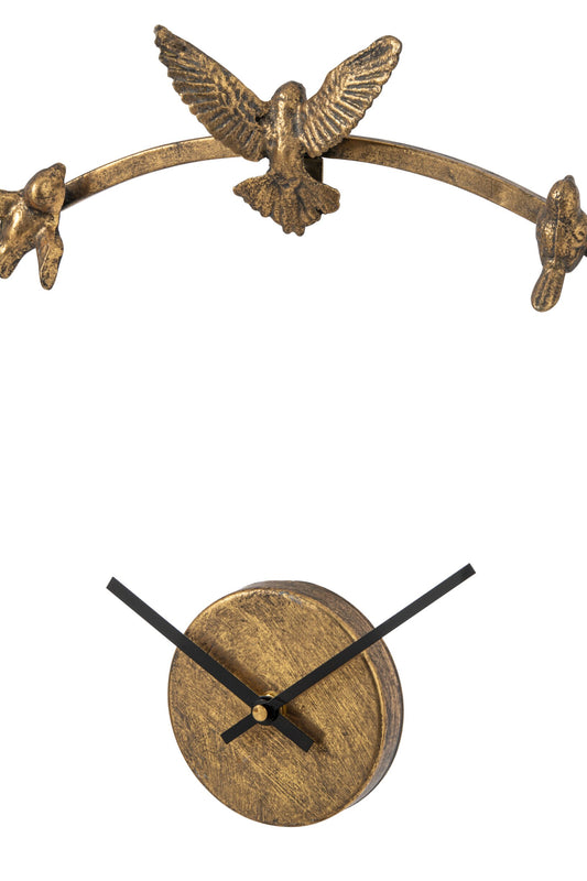 Wall Clock Bird Iron Gold