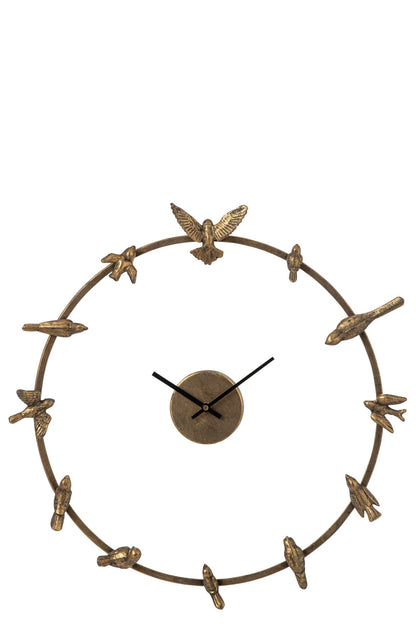 Wall Clock Bird Iron Gold
