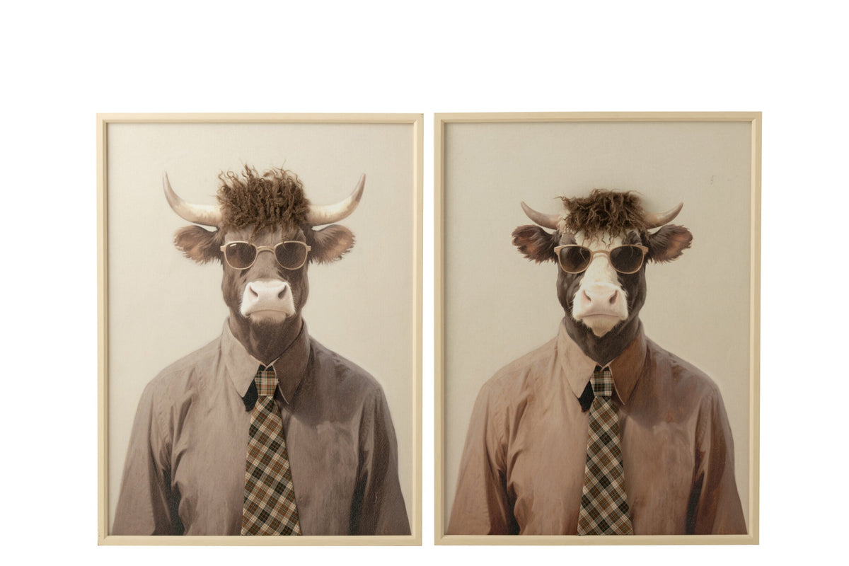 Painting Cow MDF Brown Assortment Of 2